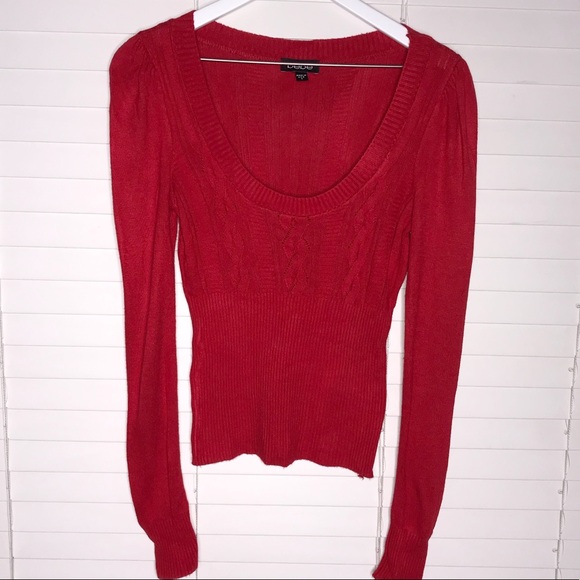 Bebe Scoop Neck Cable Knit Sweater - Picture 1 of 5